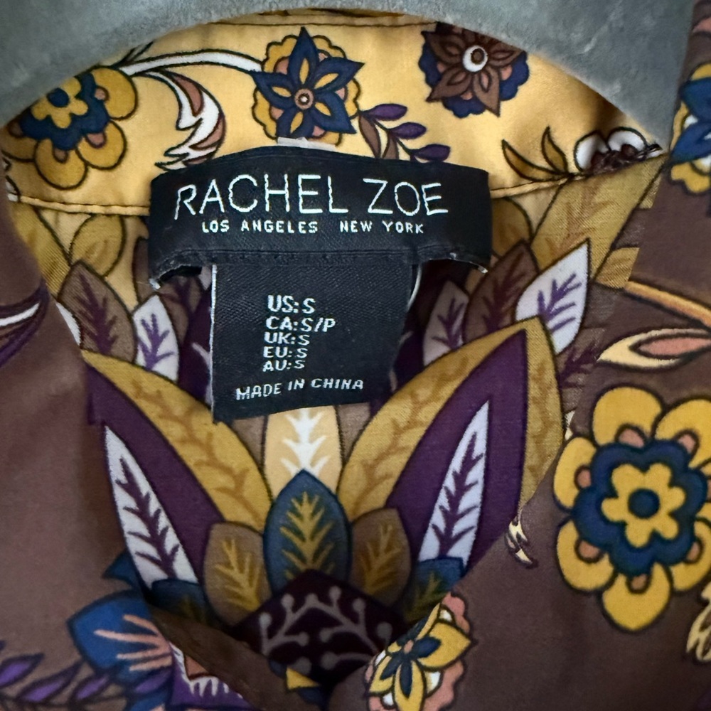 Rachel Zoe Yellow and Brown Floral Button Down Shirt - Picture 3 of 8